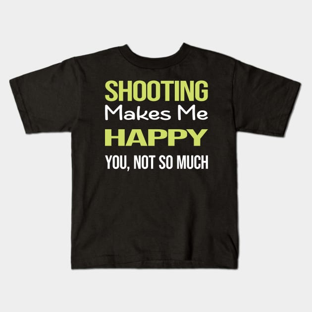 Funny Happy Shooting Kids T-Shirt by symptomovertake